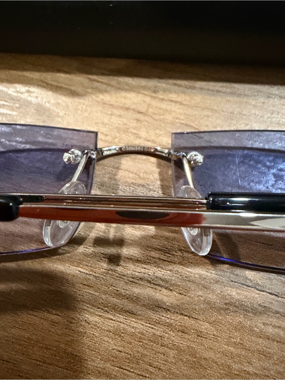 Cartier Men's Rimless Sunglasses with Blue Gradient Lenses - Picture 5 of 7